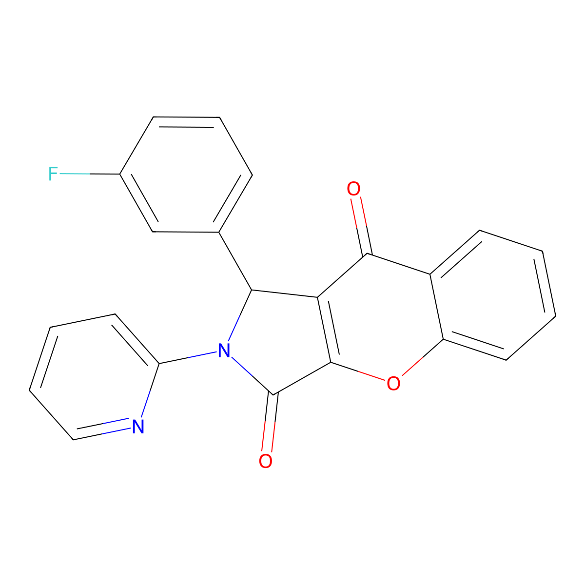 1-(3-Fluorophenyl)-2-(pyridin-2-yl)-1,2-dihydrochromeno[2,3-c]pyrrole-3,9-dione molecular structure, CAS 620155-62-6