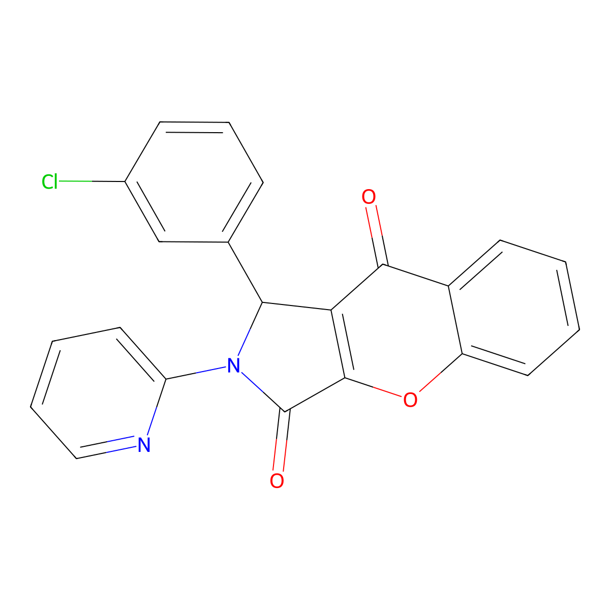 1-(3-Chlorophenyl)-2-(pyridin-2-yl)-1,2-dihydrochromeno[2,3-c]pyrrole-3,9-dione molecular structure, CAS 620155-64-8