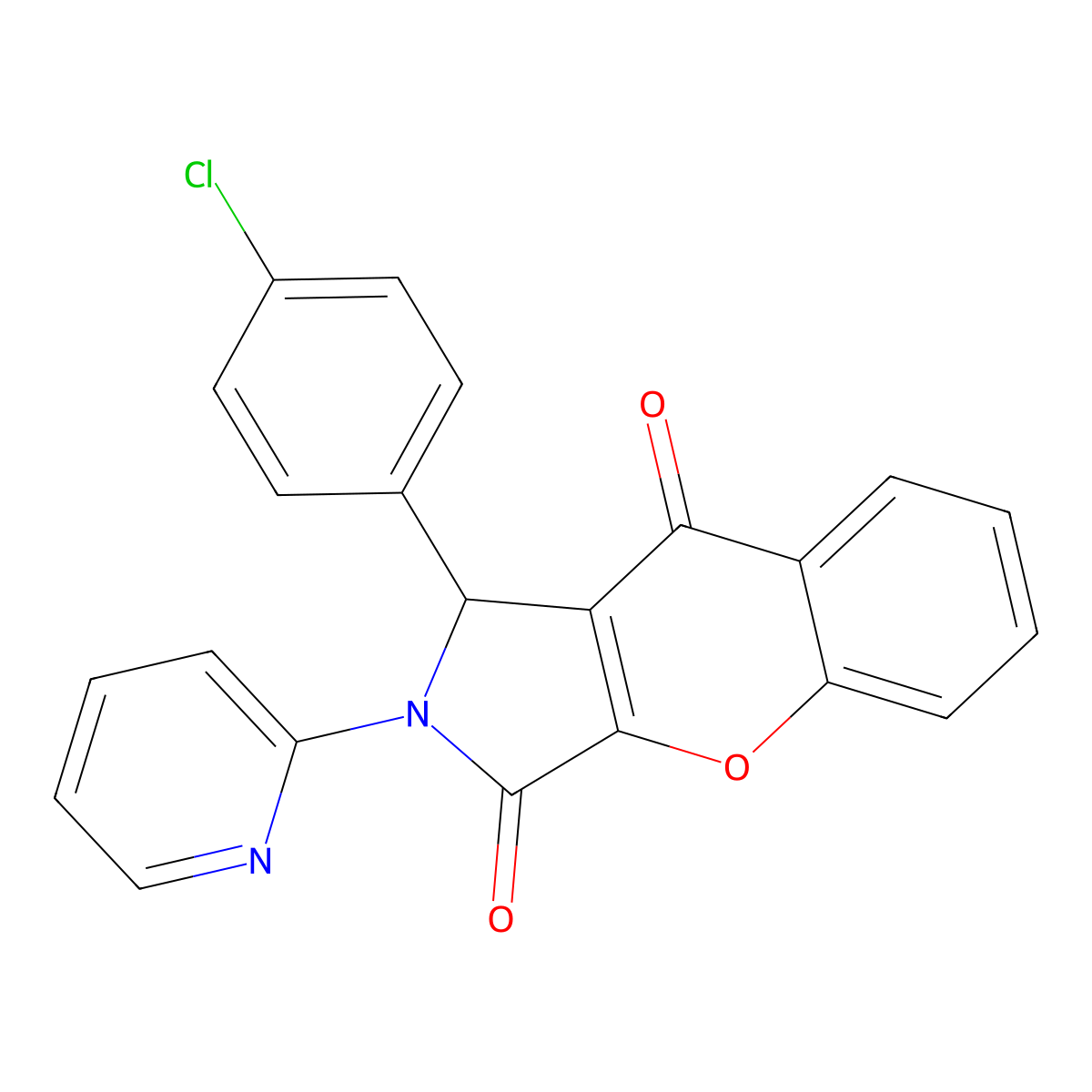 1-(4-Chlorophenyl)-2-(pyridin-2-yl)-1,2-dihydrochromeno[2,3-c]pyrrole-3,9-dione molecular structure, CAS 620155-65-9