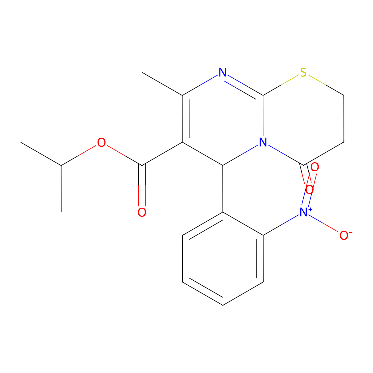 Isopropyl 8-methyl-6-(2-nitrophenyl)-4-oxo-2,3,4,6-tetrahydropyrimido[2,1-b][1,3]thiazine-7-carboxylate molecular structure, CAS 620156-83-4
