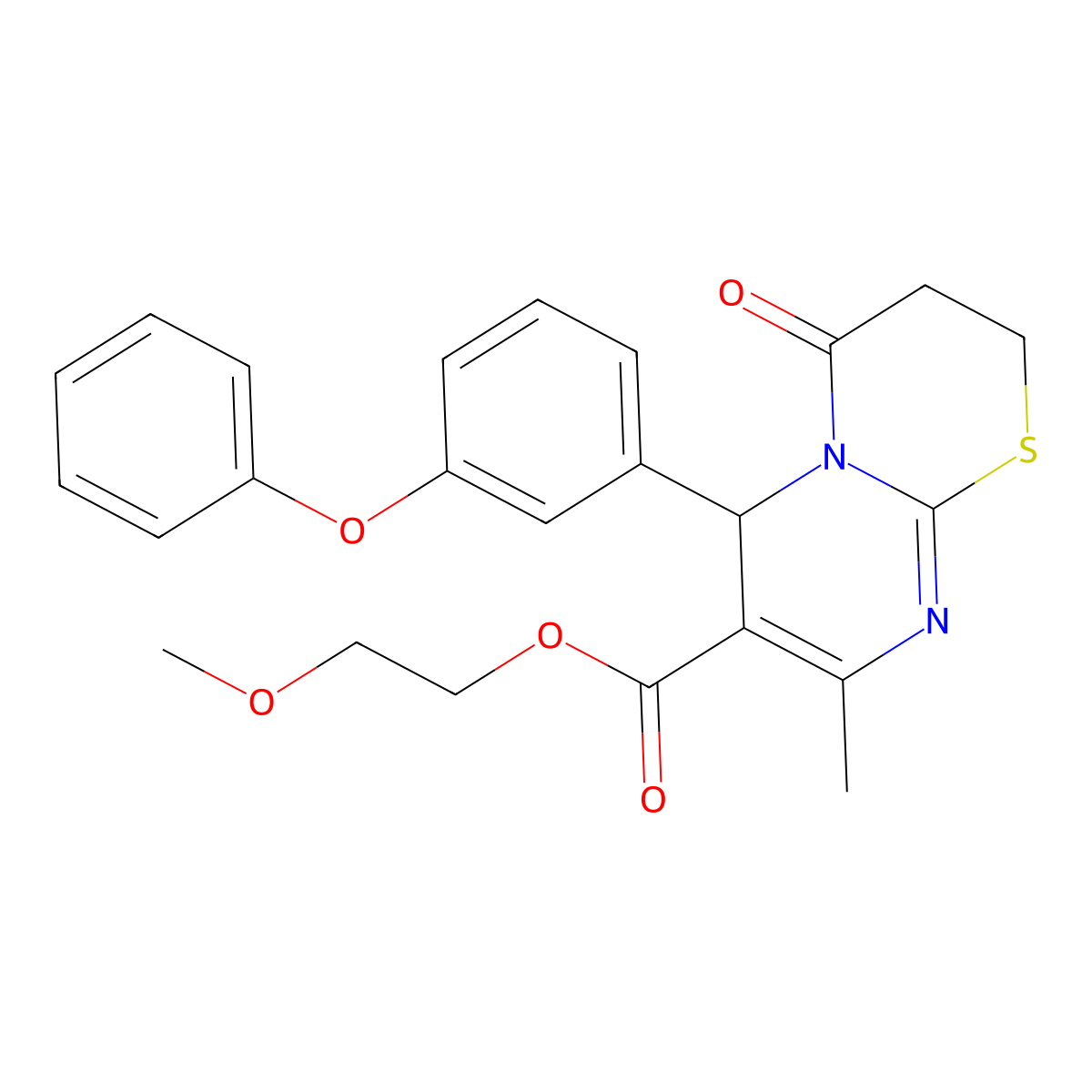 2-methoxyethyl 8-methyl-4-oxo-6-(3-phenoxyphenyl)-3,4-dihydro-2H,6H-pyrimido[2,1-b][1,3]thiazine-7-carboxylate molecular structure, CAS 620156-87-8