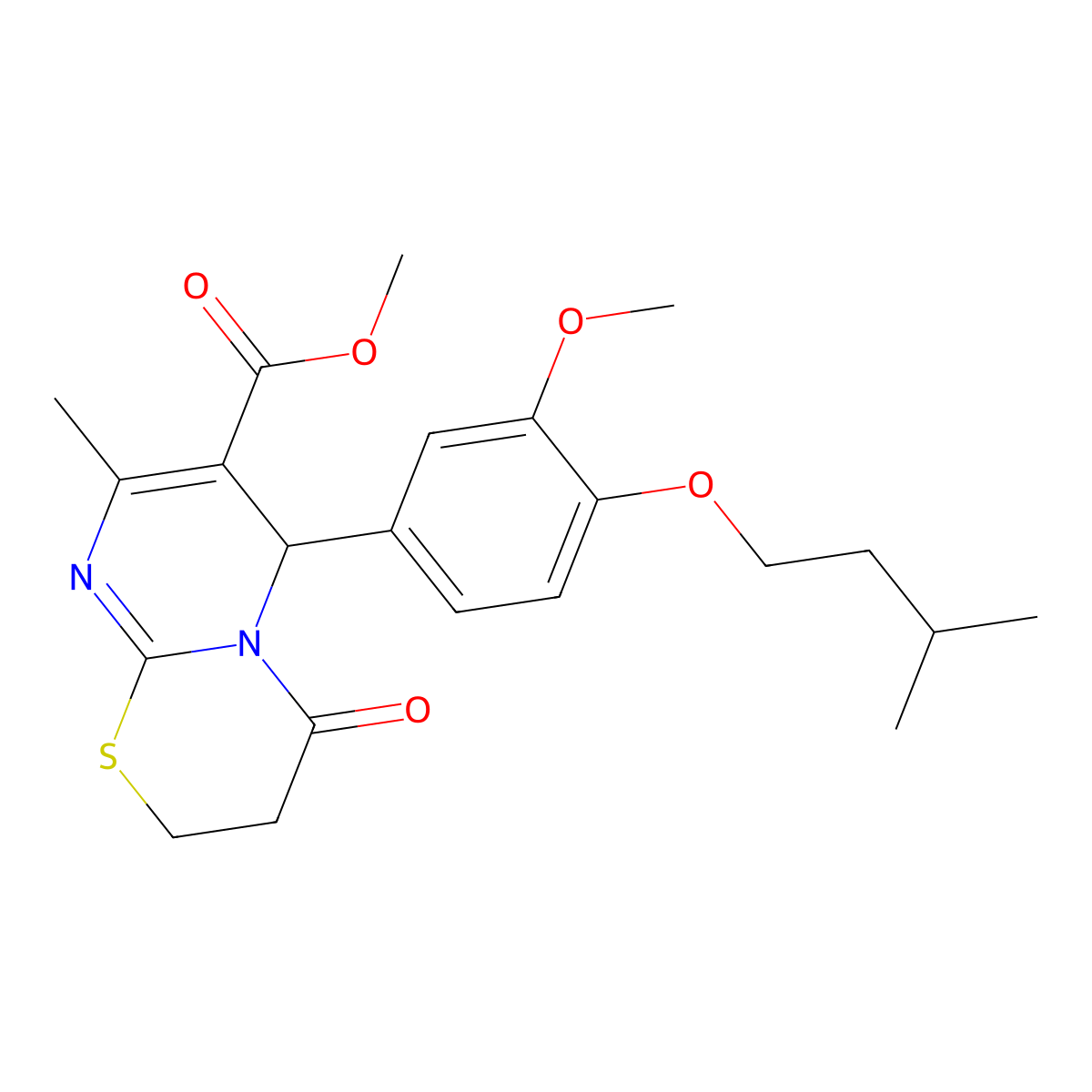 methyl 6-[3-methoxy-4-(3-methylbutoxy)phenyl]-8-methyl-4-oxo-3,4-dihydro-2H,6H-pyrimido[2,1-b][1,3]thiazine-7-carboxylate molecular structure, CAS 620157-14-4