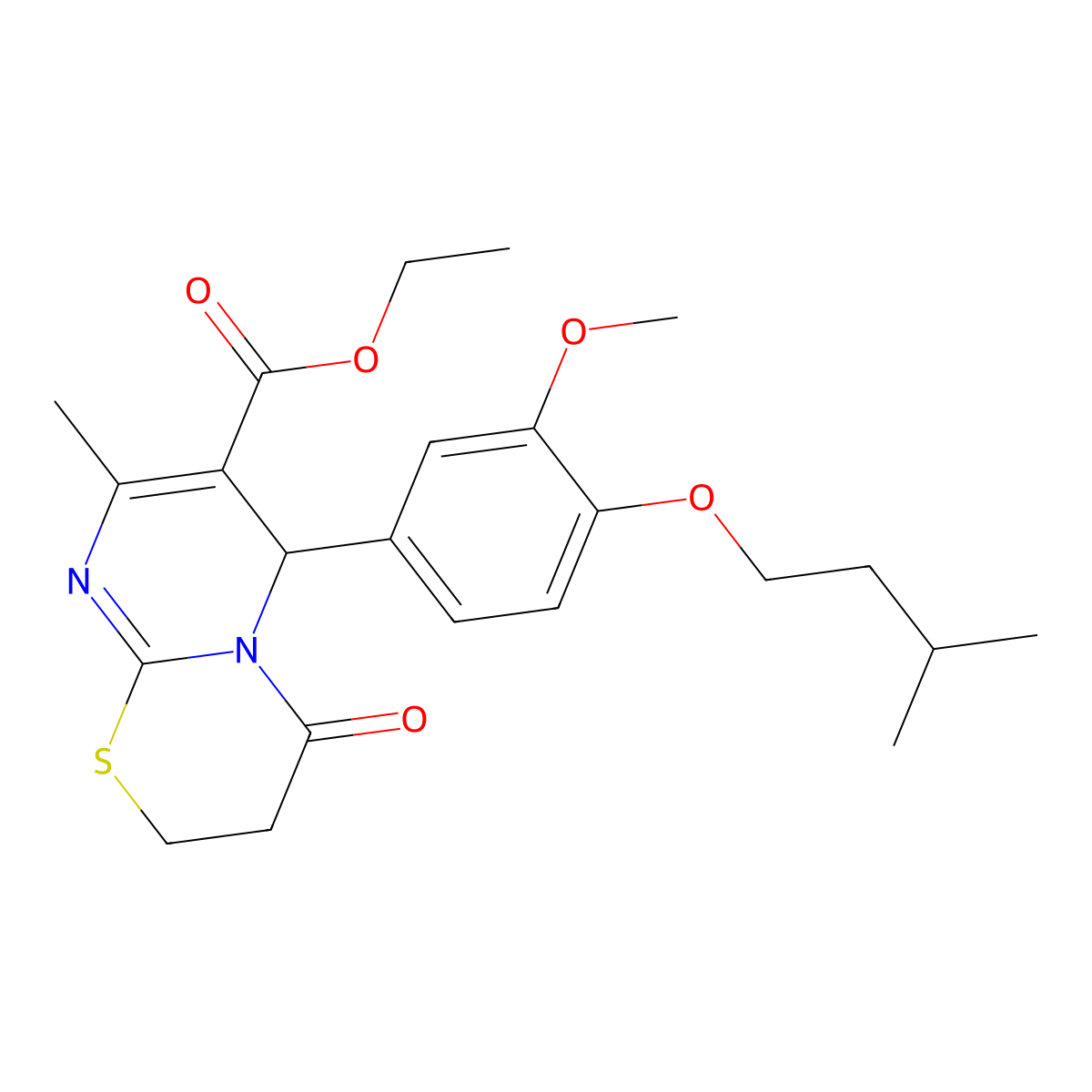 ethyl 6-[3-methoxy-4-(3-methylbutoxy)phenyl]-8-methyl-4-oxo-3,4-dihydro-2H,6H-pyrimido[2,1-b][1,3]thiazine-7-carboxylate molecular structure, CAS 620157-15-5