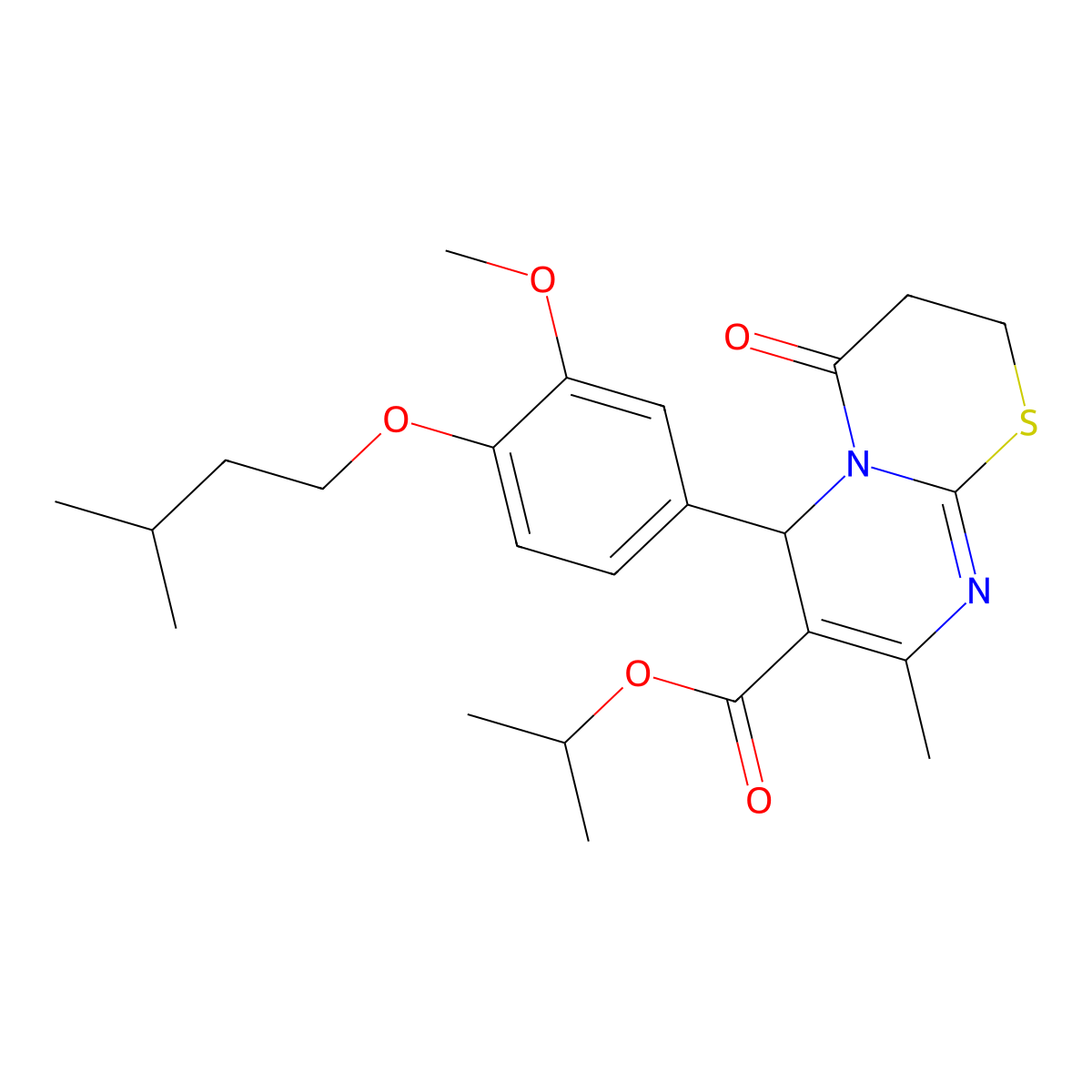 isopropyl 6-[3-methoxy-4-(3-methylbutoxy)phenyl]-8-methyl-4-oxo-3,4-dihydro-2H,6H-pyrimido[2,1-b][1,3]thiazine-7-carboxylate molecular structure, CAS 620157-16-6