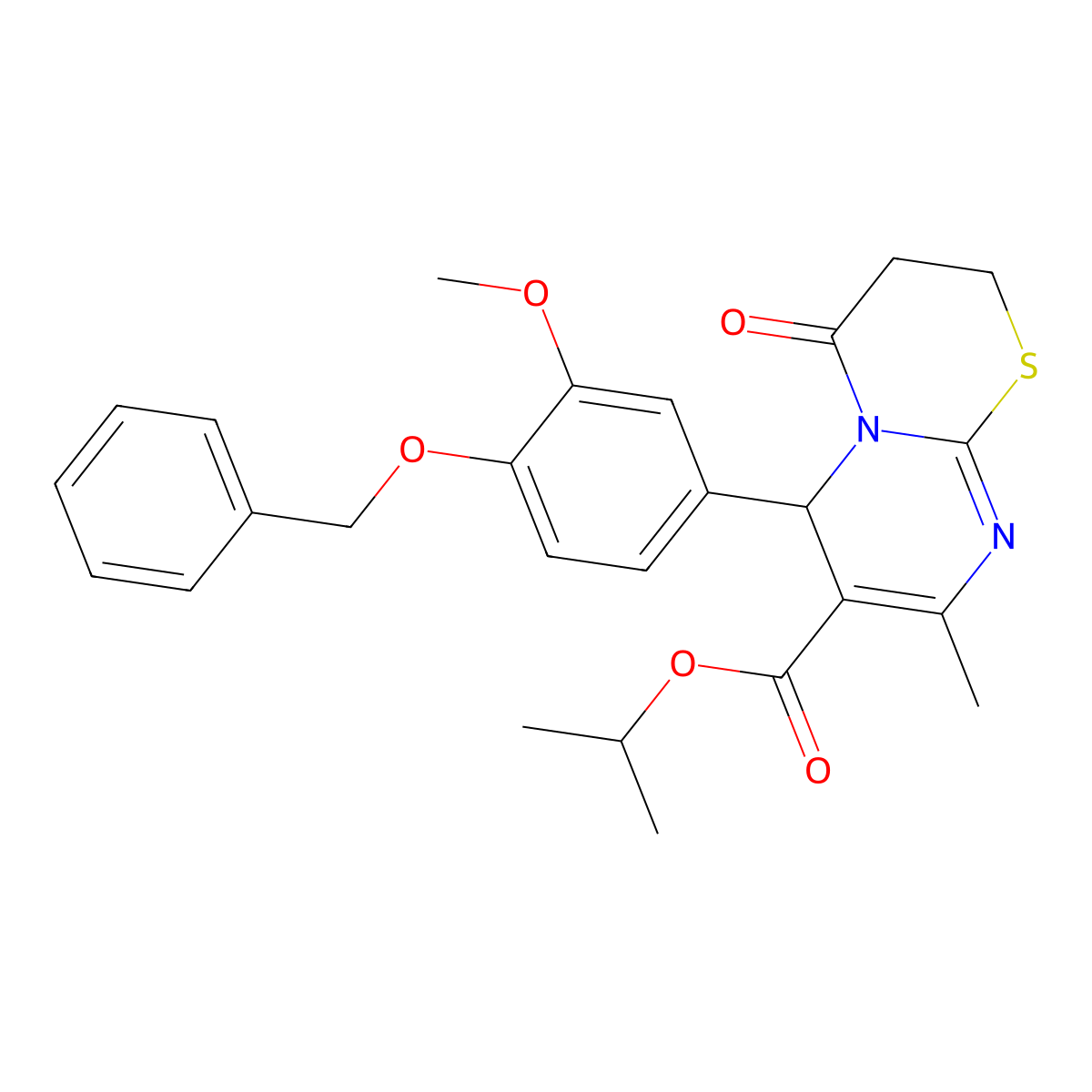 isopropyl 6-[4-(benzyloxy)-3-methoxyphenyl]-8-methyl-4-oxo-3,4-dihydro-2H,6H-pyrimido[2,1-b][1,3]thiazine-7-carboxylate molecular structure, CAS 620157-27-9