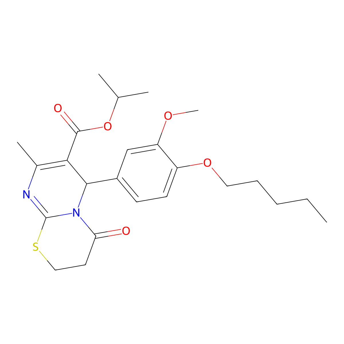 isopropyl 6-[3-methoxy-4-(pentyloxy)phenyl]-8-methyl-4-oxo-3,4-dihydro-2H,6H-pyrimido[2,1-b][1,3]thiazine-7-carboxylate molecular structure, CAS 620157-30-4