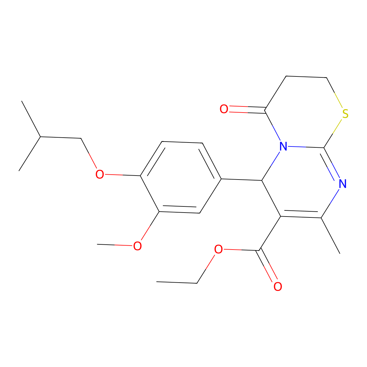 ethyl 6-(4-isobutoxy-3-methoxyphenyl)-8-methyl-4-oxo-3,4-dihydro-2H,6H-pyrimido[2,1-b][1,3]thiazine-7-carboxylate molecular structure, CAS 620157-41-7