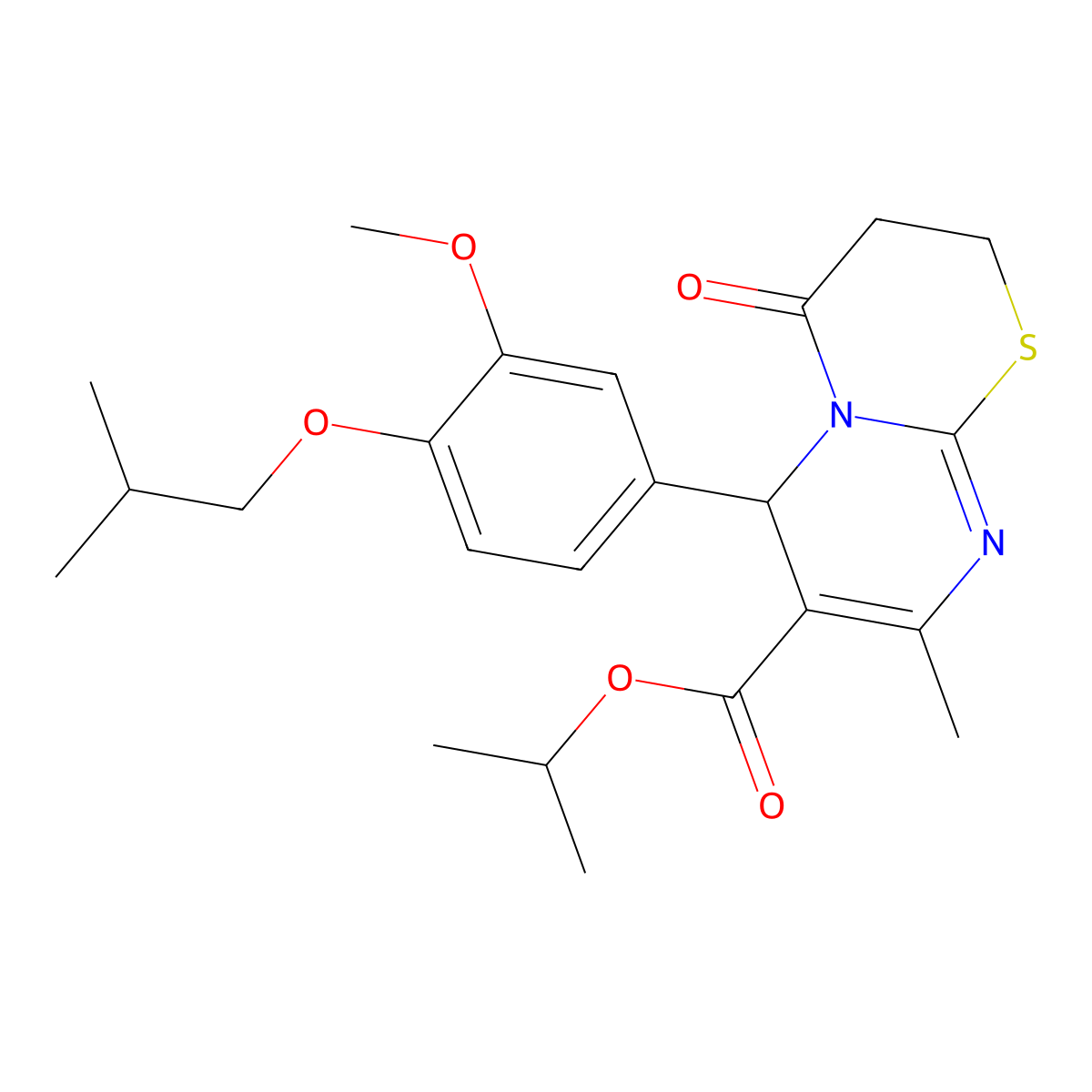 isopropyl 6-(4-isobutoxy-3-methoxyphenyl)-8-methyl-4-oxo-3,4-dihydro-2H,6H-pyrimido[2,1-b][1,3]thiazine-7-carboxylate molecular structure, CAS 620157-42-8