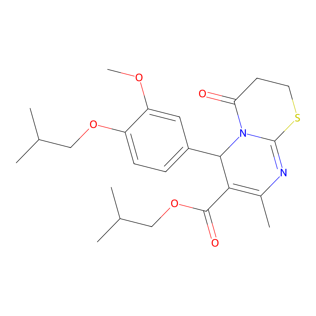 isobutyl 6-(4-isobutoxy-3-methoxyphenyl)-8-methyl-4-oxo-3,4-dihydro-2H,6H-pyrimido[2,1-b][1,3]thiazine-7-carboxylate molecular structure, CAS 620157-43-9