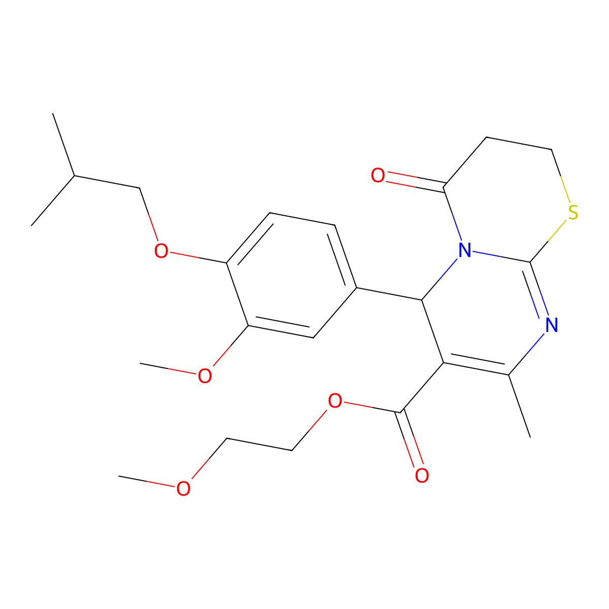 2-methoxyethyl 6-(4-isobutoxy-3-methoxyphenyl)-8-methyl-4-oxo-3,4-dihydro-2H,6H-pyrimido[2,1-b][1,3]thiazine-7-carboxylate molecular structure, CAS 620157-45-1