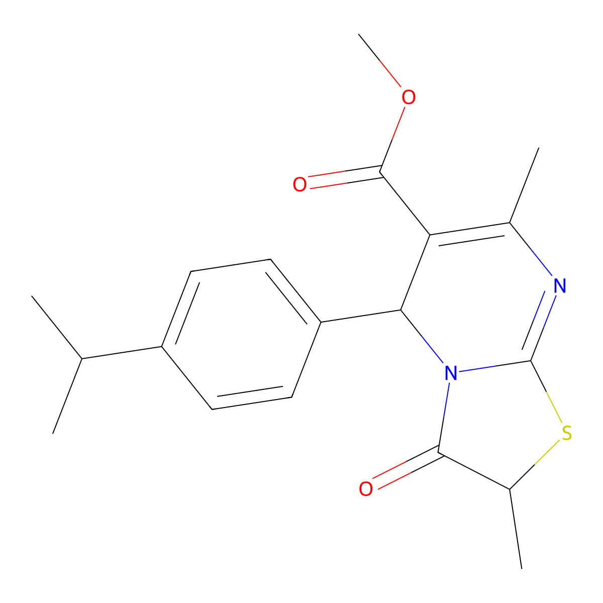 methyl 5-(4-isopropylphenyl)-2,7-dimethyl-3-oxo-2,3-dihydro-5H-[1,3]thiazolo[3,2-a]pyrimidine-6-carboxylate molecular structure, CAS 620157-48-4