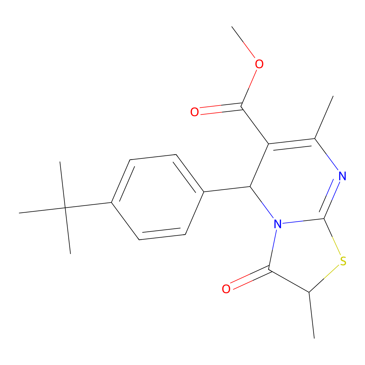 methyl 5-(4-tert-butylphenyl)-2,7-dimethyl-3-oxo-2,3-dihydro-5H-[1,3]thiazolo[3,2-a]pyrimidine-6-carboxylate molecular structure, CAS 620157-49-5