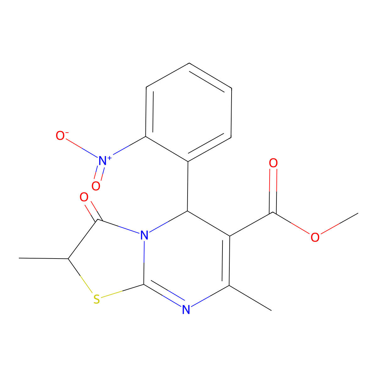 methyl 2,7-dimethyl-5-(2-nitrophenyl)-3-oxo-5H-[1,3]thiazolo[3,2-a]pyrimidine-6-carboxylate molecular structure, CAS 620157-56-4