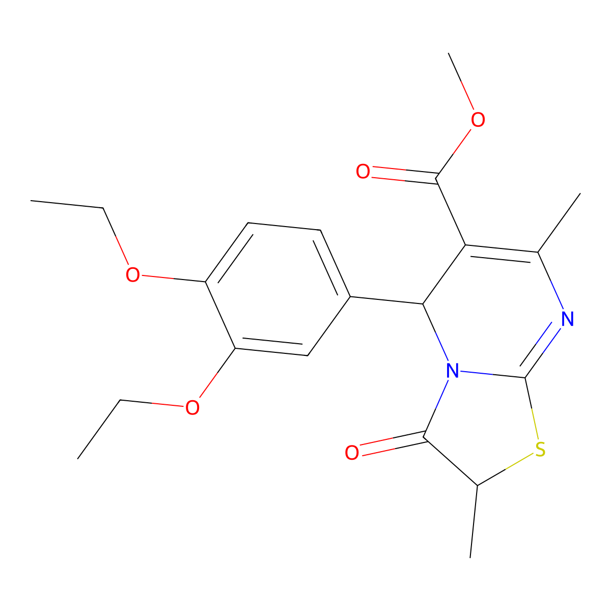 methyl 5-(3,4-diethoxyphenyl)-2,7-dimethyl-3-oxo-2,3-dihydro-5H-[1,3]thiazolo[3,2-a]pyrimidine-6-carboxylate molecular structure, CAS 620157-63-3