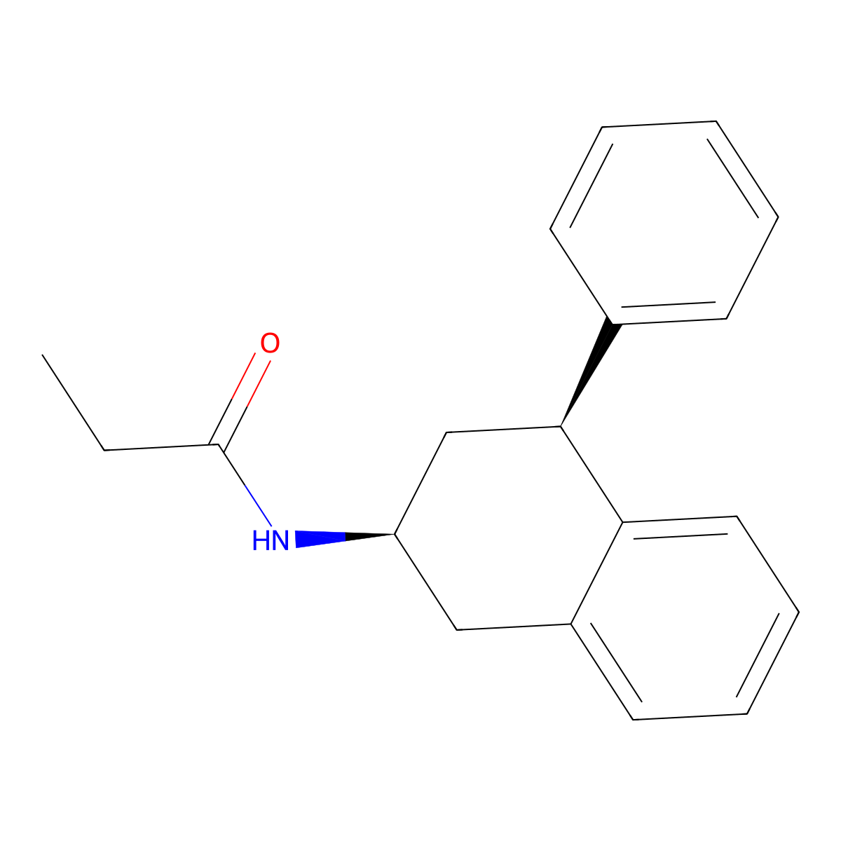 N-(4beta-Phenyl-1,2,3,4-tetrahydronaphthalene-2beta-yl)propanamide molecular structure, CAS 620170-78-7