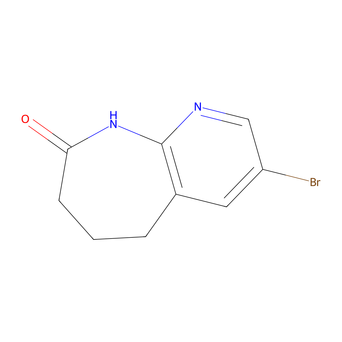 3-Bromo-5,6,7,9-tetrahydro-pyrido[2,3-b]azepin-8-one molecular structure, CAS 620175-57-7