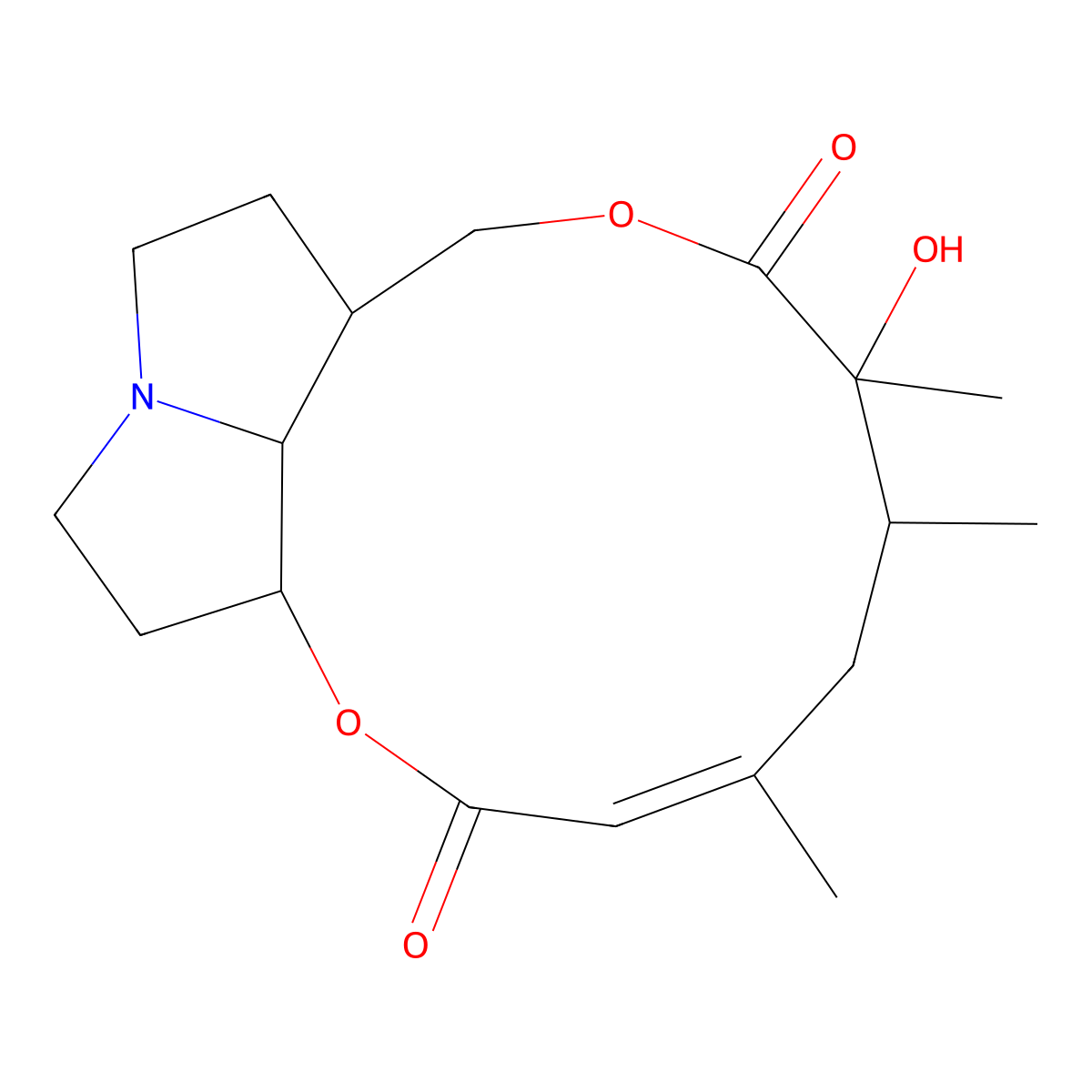 8-Hydroxy-5,7,8-trimethyl-2,10-dioxa-15-azatricyclo[10.5.1.015,18]octadec-4-ene-3,9-dione molecular structure, CAS 62018-77-3