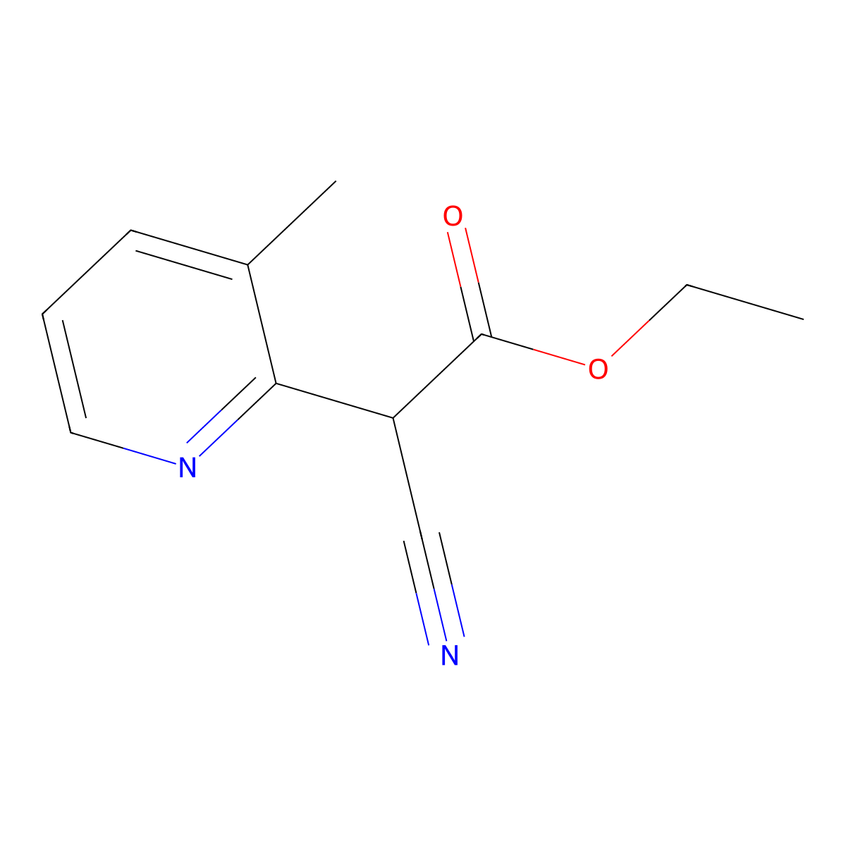 Ethyl 2-cyano-2-(3-methylpyridin-2-yl)acetate molecular structure, CAS 62019-64-1