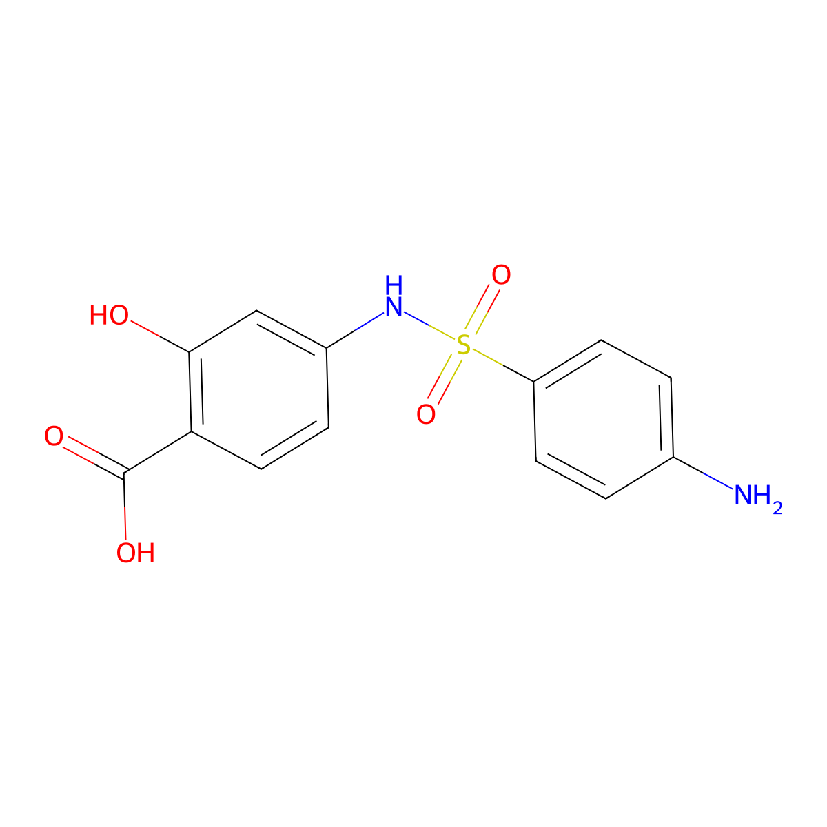 4-Sulfanilamidosalicylic acid molecular structure, CAS 6202-21-7