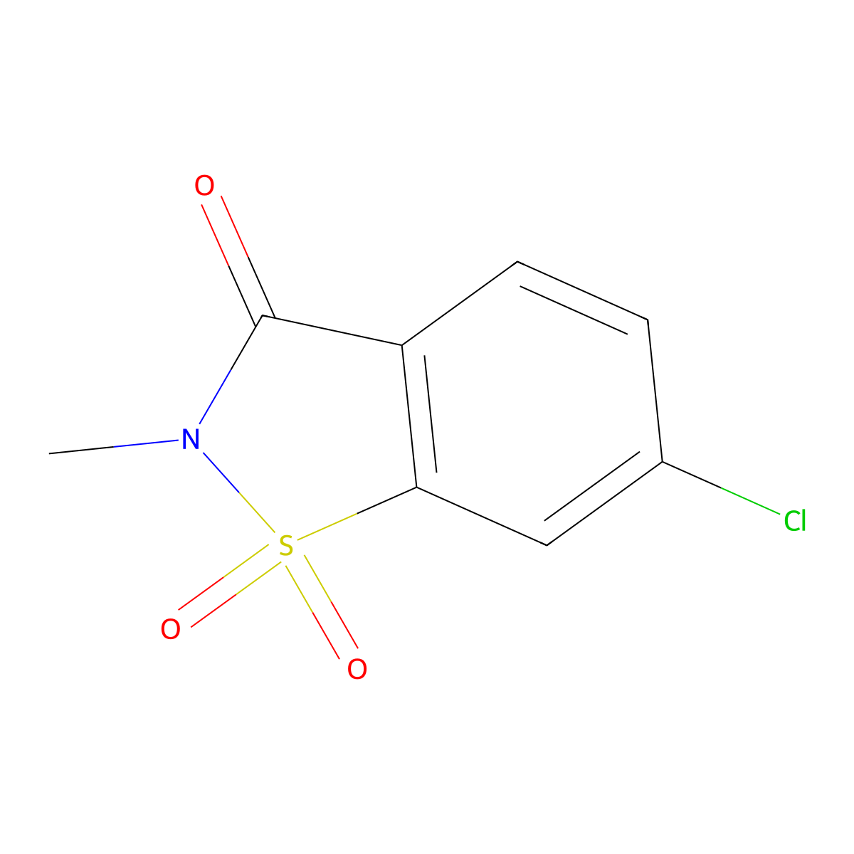 6-Chloro-2-methylbenzo[D]isothiazol-3(2H)-one 1,1-dioxide molecular structure, CAS 6202-68-2
