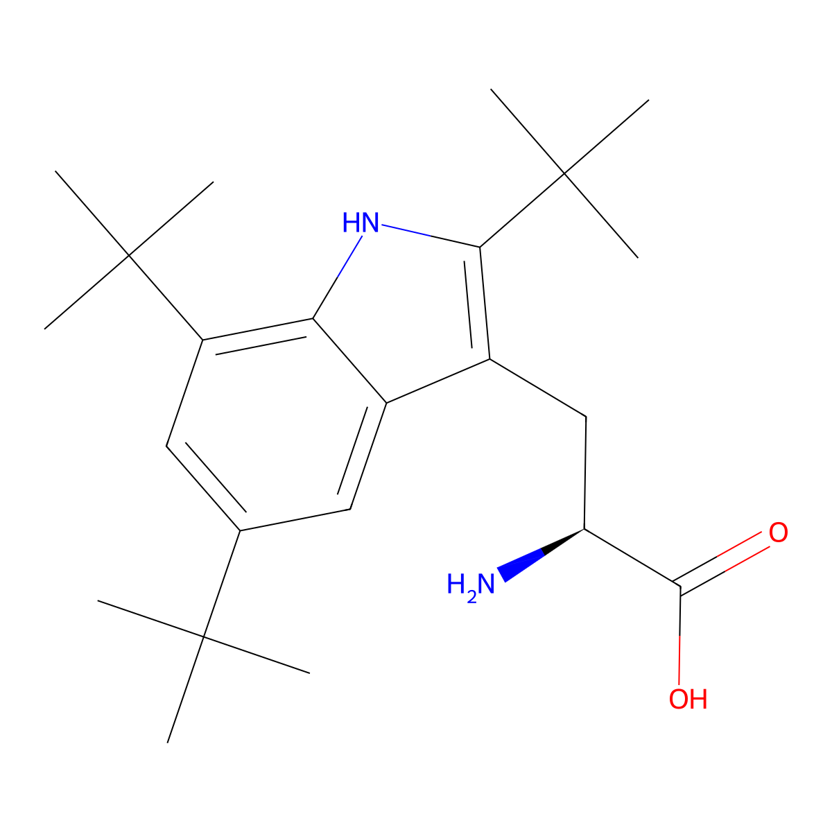 2,5,7-Tri-tert-butyl-L-tryptophan molecular structure, CAS 62029-63-4