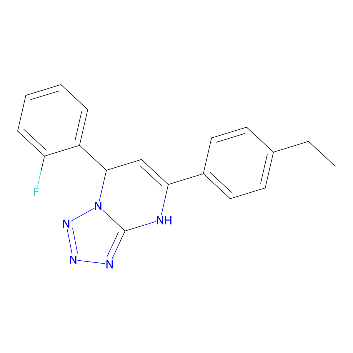5-(4-Ethylphenyl)-7-(2-fluorophenyl)-4,7-dihydrotetrazolo[1,5-a]pyrimidine molecular structure, CAS 6203-68-5