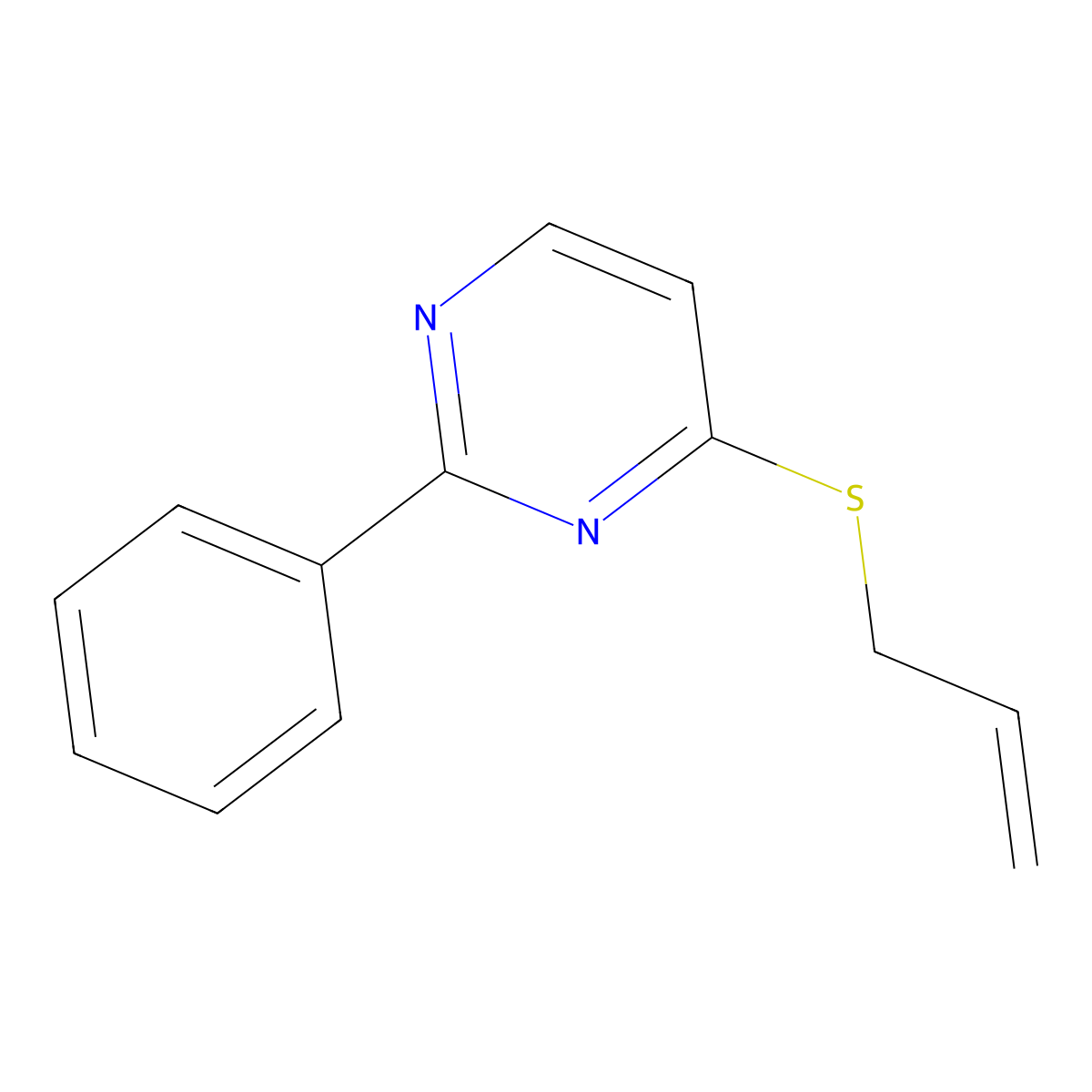 2-Phenyl-4-(2-propen-1-ylthio)-pyrimidine molecular structure, CAS 6203-95-8