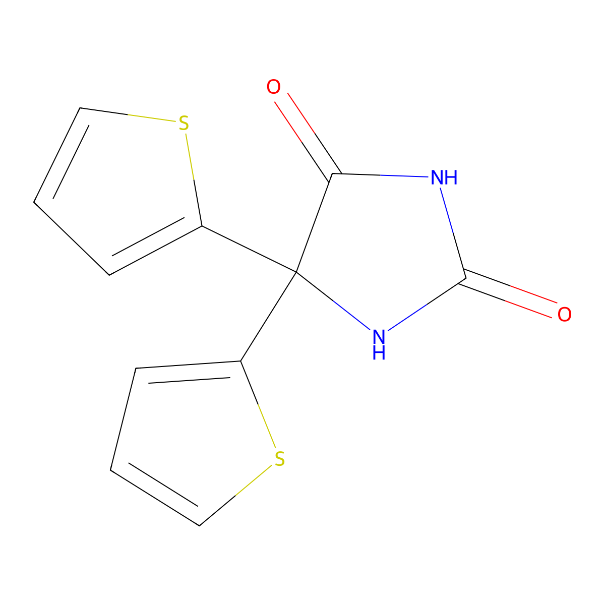 5,5-Dithien-2-ylimidazolidine-2,4-dione molecular structure, CAS 62032-07-9