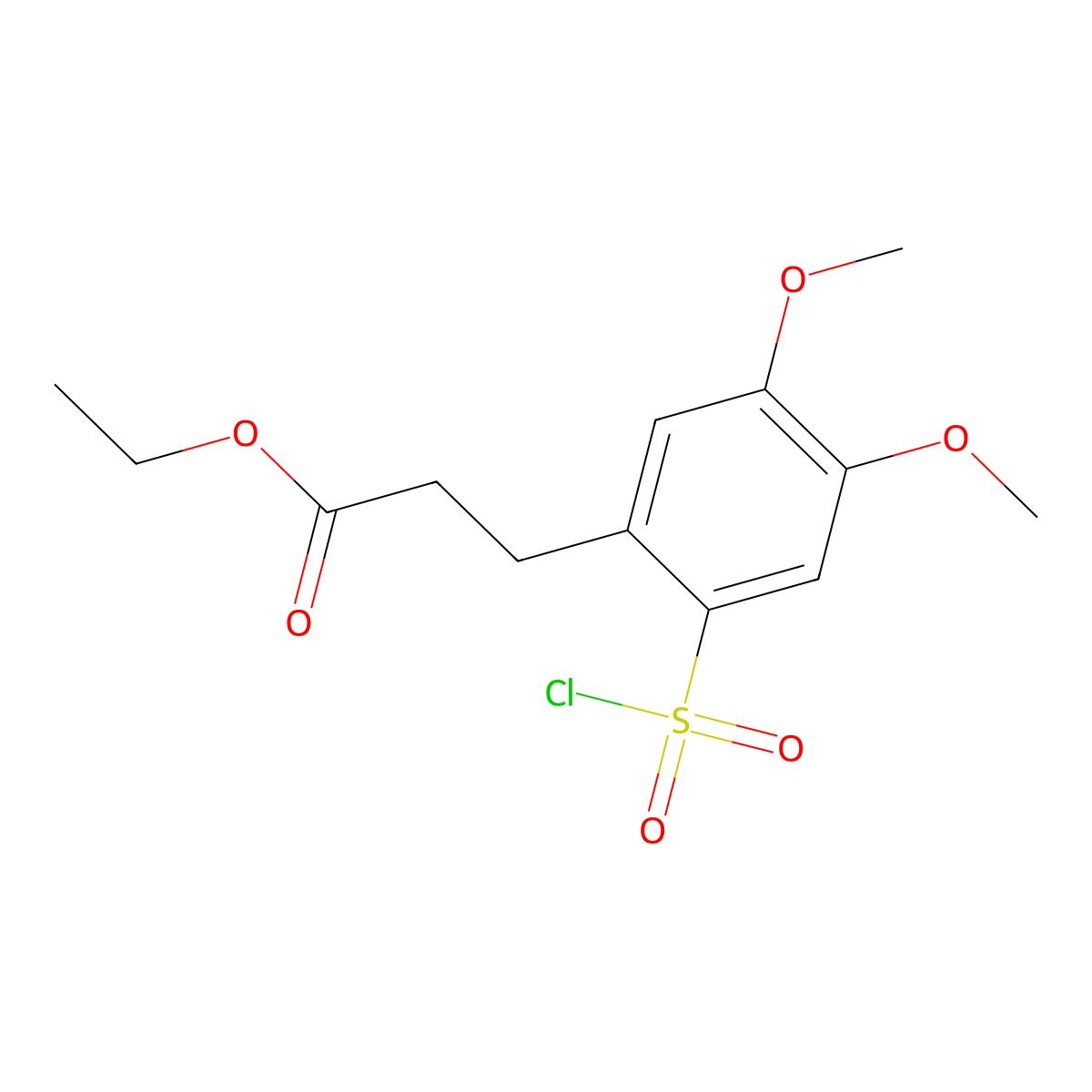 Ethyl 3-[2-(chlorosulfonyl)-4,5-dimethoxyphenyl]propanoate molecular structure, CAS 62032-88-6