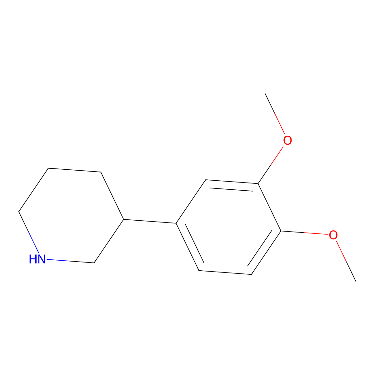 3-(3,4-Dimethoxyphenyl)piperidine molecular structure, CAS 62033-58-3