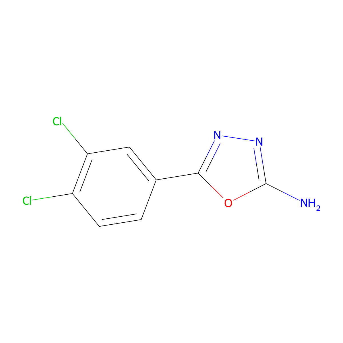 5-(3,4-Dichlorophenyl)-1,3,4-oxadiazol-2-amine molecular structure, CAS 62035-95-4