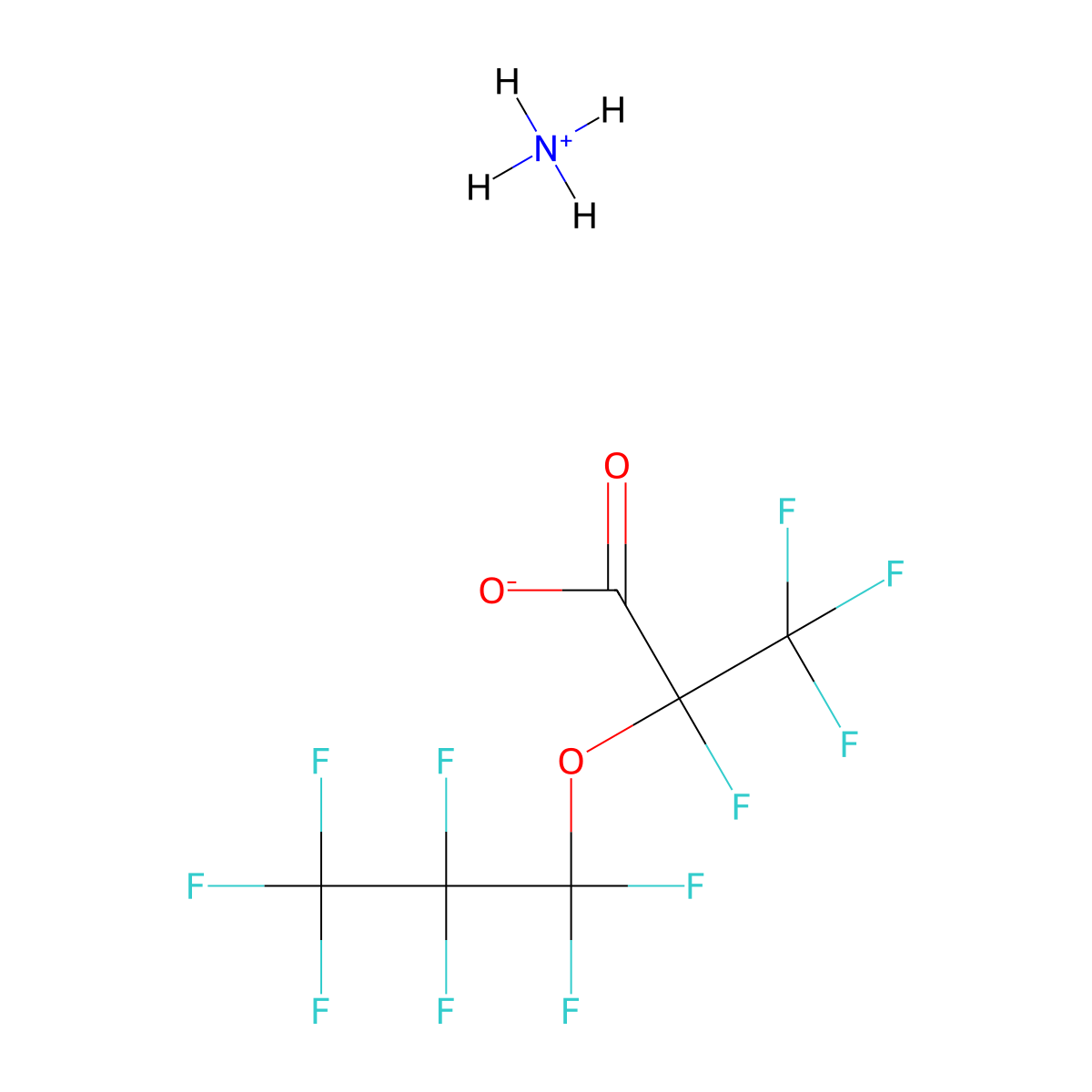 Ammonium 2,3,3,3-tetrafluoro-2-(heptafluoropropoxy)propanoate molecular structure, CAS 62037-80-3