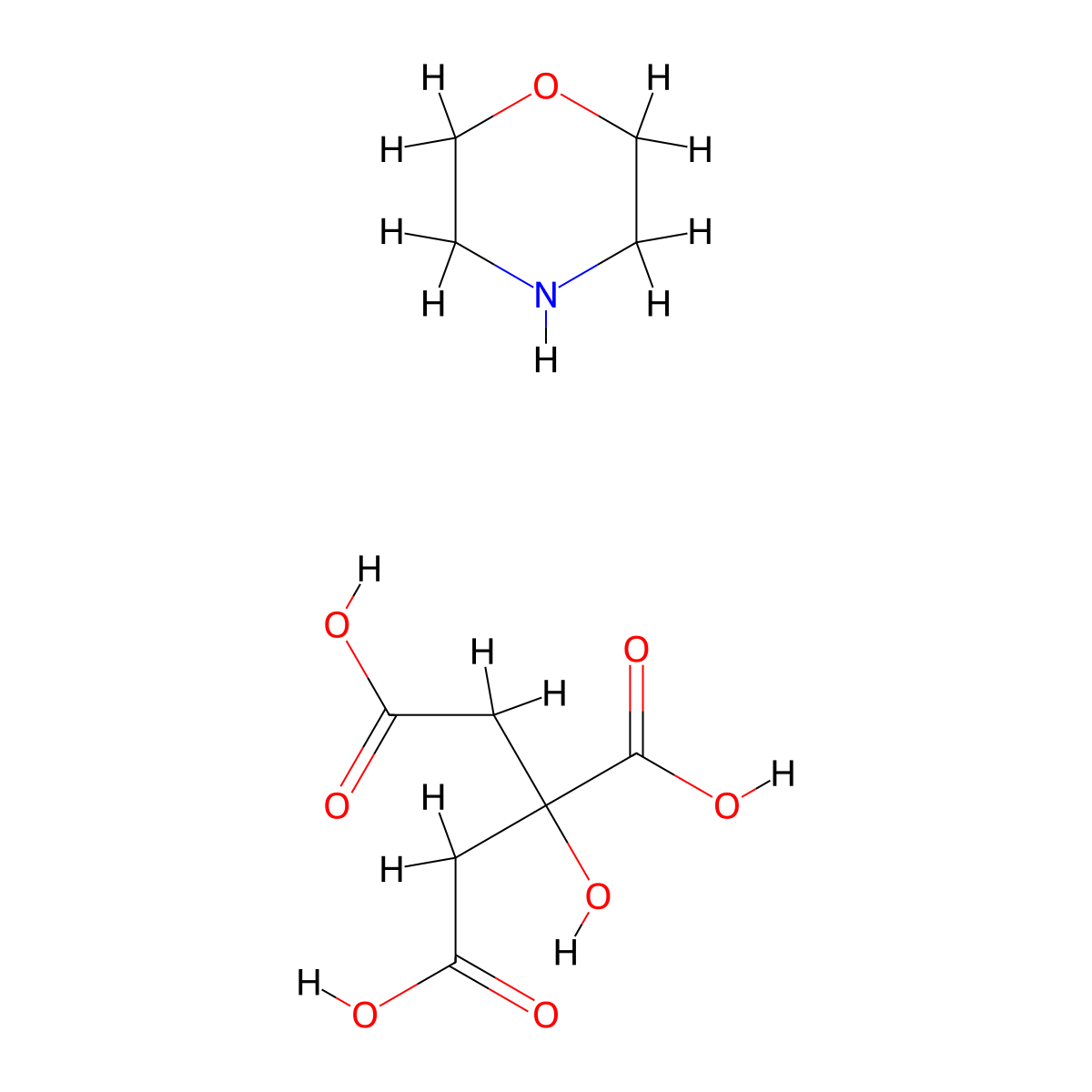 Morpholine, 2-hydroxy-1,2,3-propanetricarboxylate (1:?) molecular structure, CAS 62038-11-3