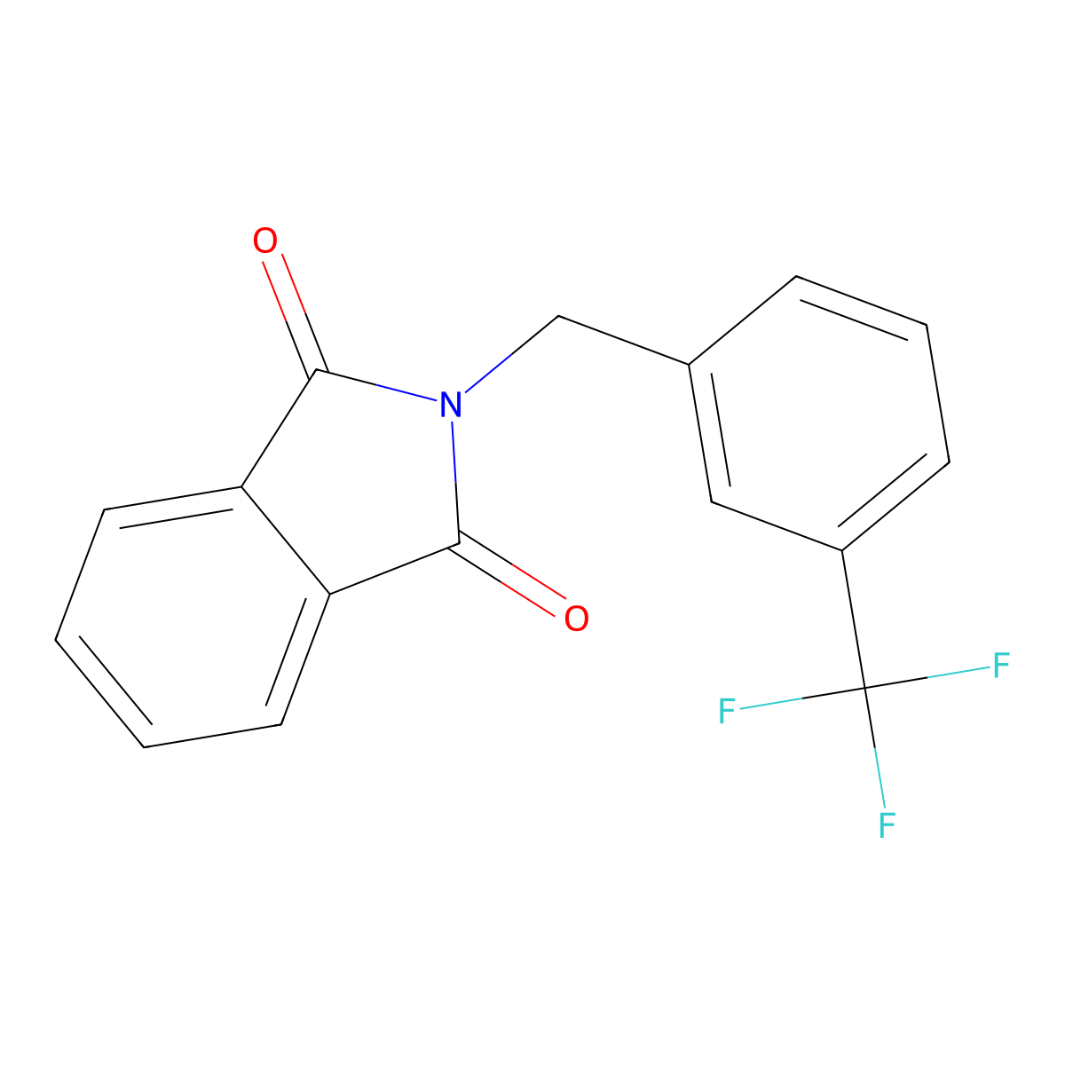 1H-Isoindole-1,3(2H)-dione, 2-[[3-(trifluoromethyl)phenyl]methyl]- molecular structure, CAS 62039-87-6