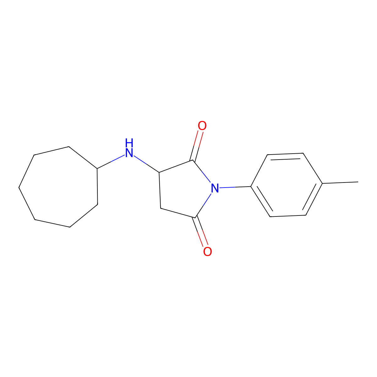 3-(Cycloheptylamino)-1-(4-methylphenyl)pyrrolidine-2,5-dione molecular structure, CAS 6205-16-9