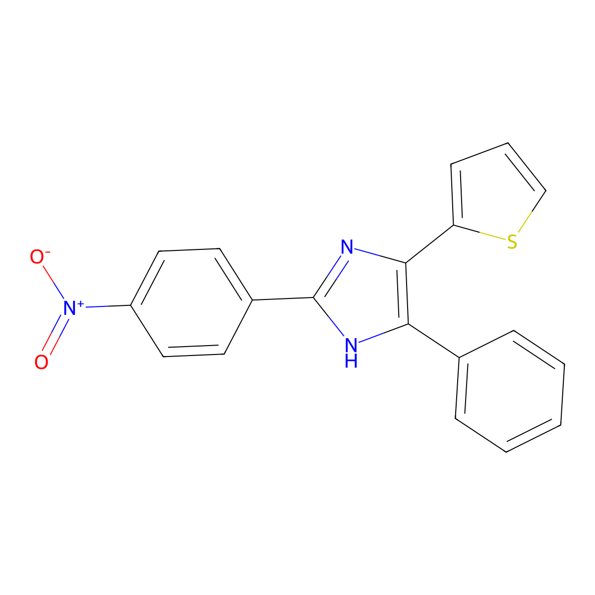 2-(4-nitrophenyl)-4-phenyl-5-thiophen-2-yl-1H-imidazole molecular structure, CAS 6205-24-9