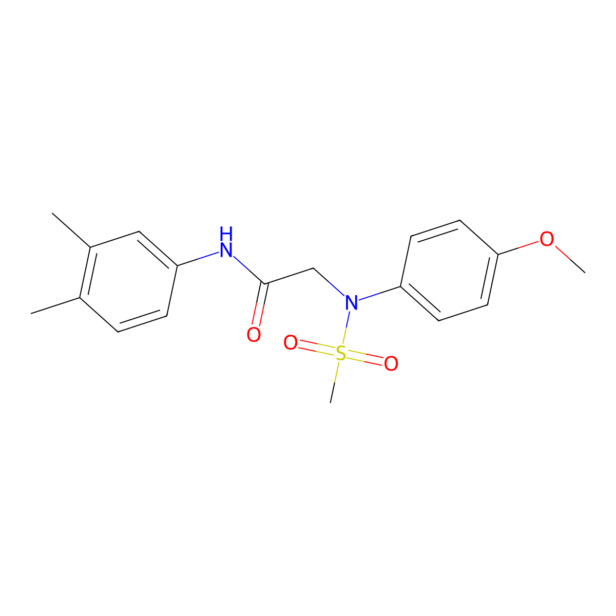 N-(3,4-dimethylphenyl)-2-(4-methoxy-N-methylsulfonylanilino)acetamide molecular structure, CAS 6205-88-5