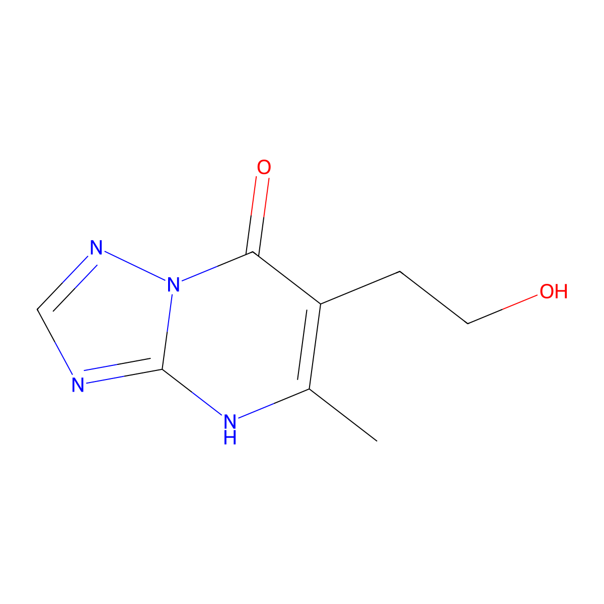 6-(2-hydroxyethyl)-5-methyl[1,2,4]triazolo[1,5-a]pyrimidin-7(4H)-one molecular structure, CAS 62053-06-9