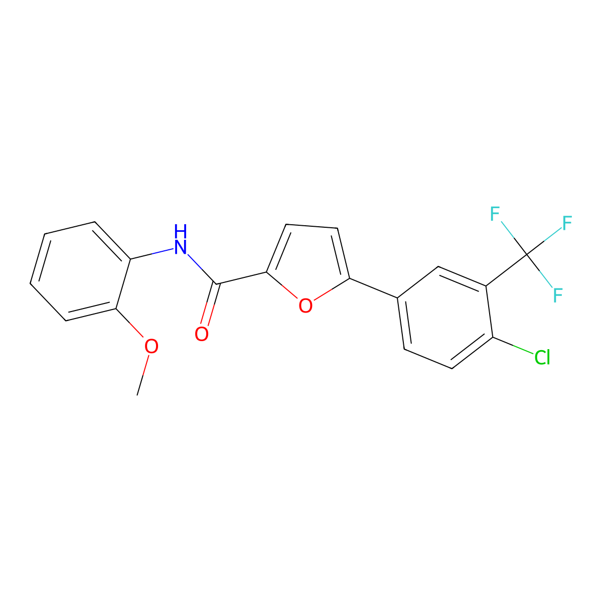 5-[4-chloro-3-(trifluoromethyl)phenyl]-N-(2-methoxyphenyl)furan-2-carboxamide molecular structure, CAS 620542-53-2