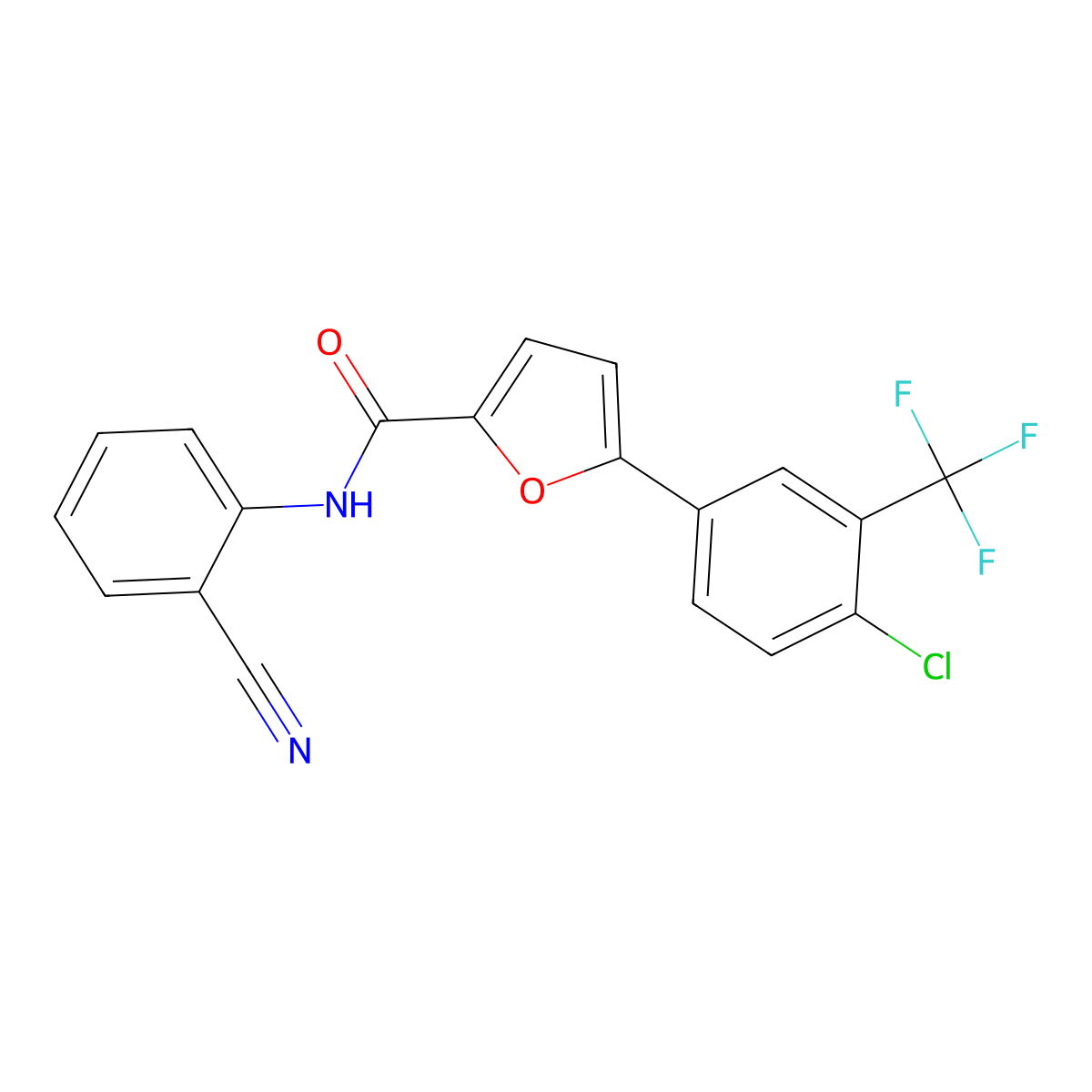 5-[4-chloro-3-(trifluoromethyl)phenyl]-N-(2-cyanophenyl)furan-2-carboxamide molecular structure, CAS 620542-61-2