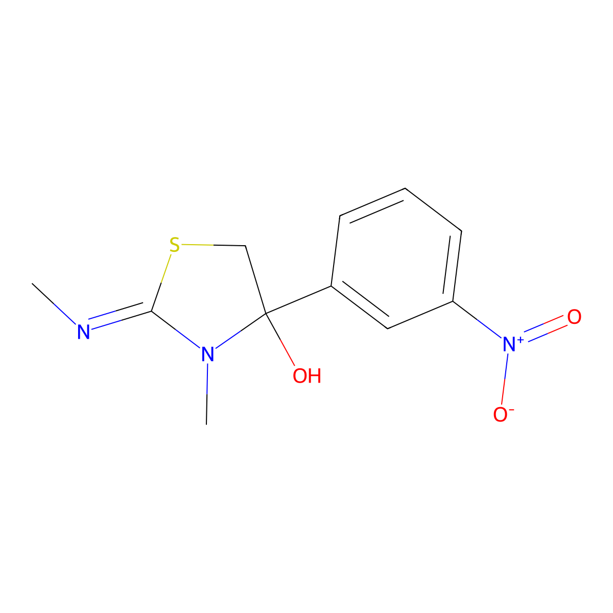 (2Z)-3-methyl-2-(methylimino)-4-(3-nitrophenyl)-1,3-thiazolidin-4-ol molecular structure, CAS 620543-38-6