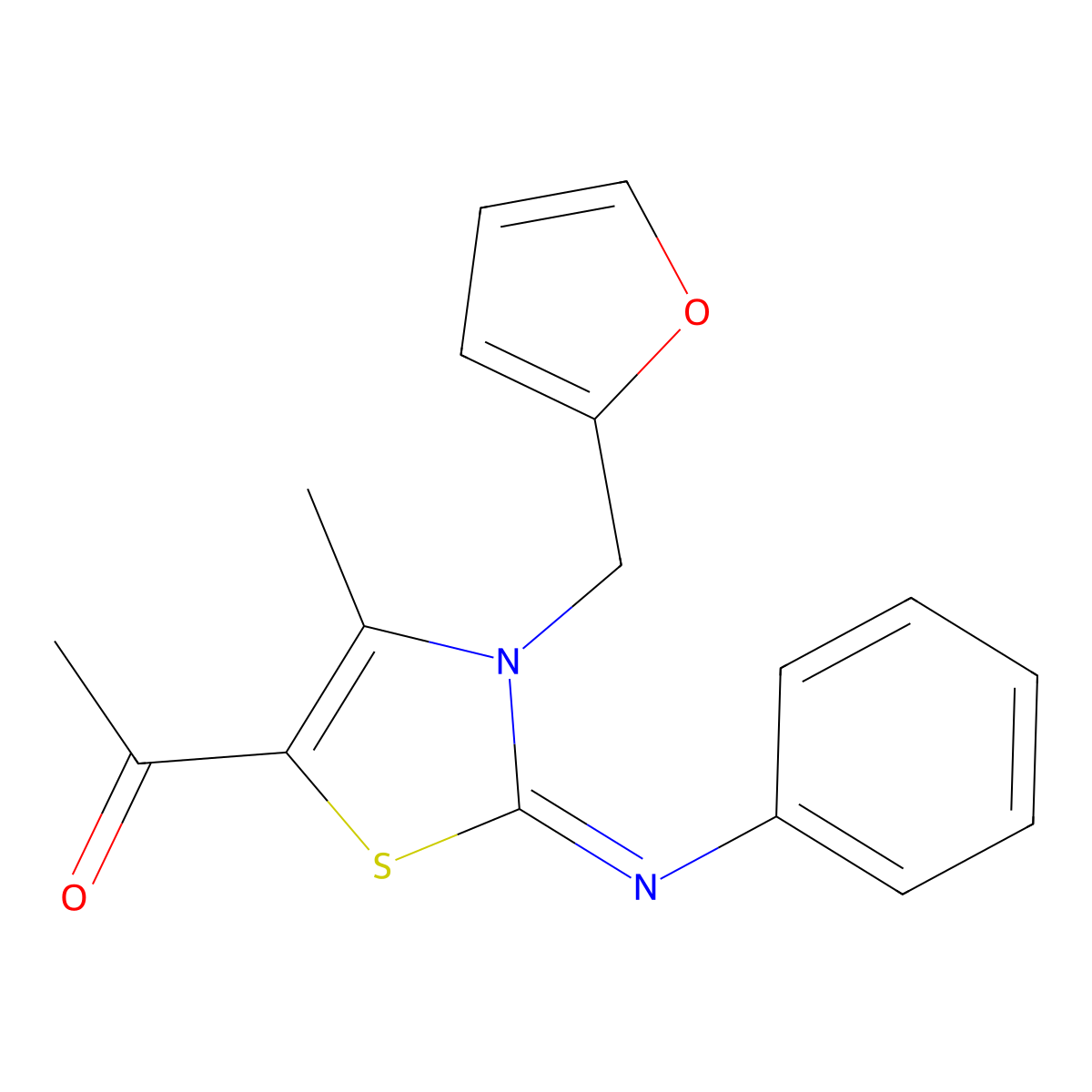 1-[3-(Furan-2-ylmethyl)-4-methyl-2-phenylimino-1,3-thiazol-5-yl]ethanone molecular structure, CAS 620543-52-4