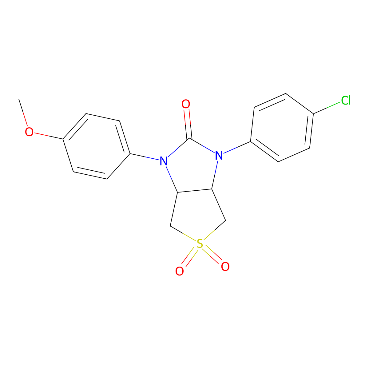 1-(4-chlorophenyl)-3-(4-methoxyphenyl)tetrahydro-1H-thieno[3,4-d]imidazol-2(3H)-one 5,5-dioxide molecular structure, CAS 620543-54-6