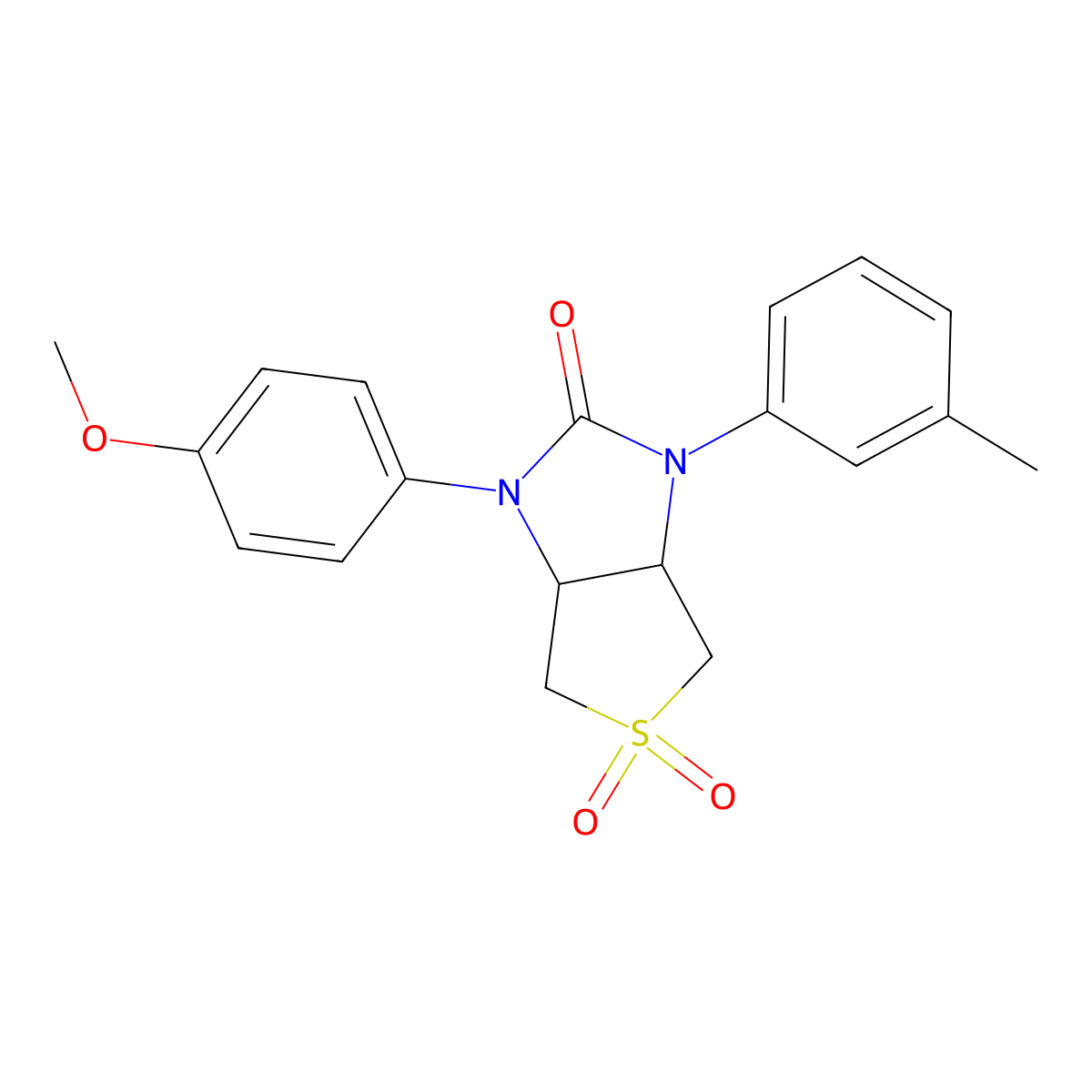 1-(4-methoxyphenyl)-3-(m-tolyl)tetrahydro-1H-thieno[3,4-d]imidazol-2(3H)-one 5,5-dioxide molecular structure, CAS 620543-57-9