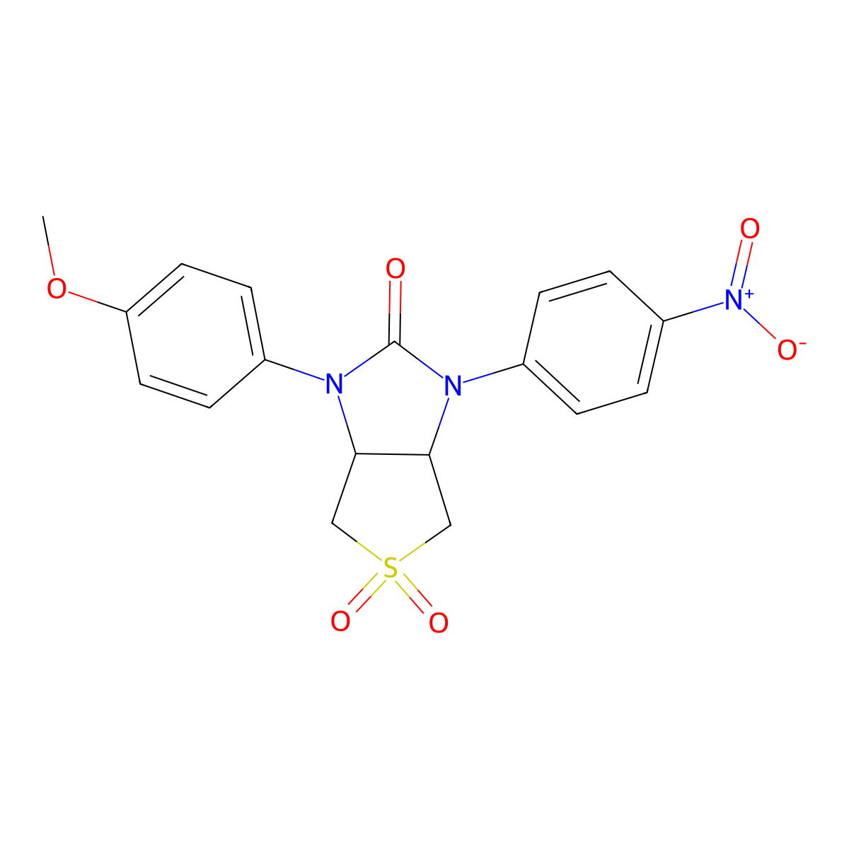 1-(4-methoxyphenyl)-3-(4-nitrophenyl)tetrahydro-1H-thieno[3,4-d]imidazol-2(3H)-one 5,5-dioxide molecular structure, CAS 620543-58-0