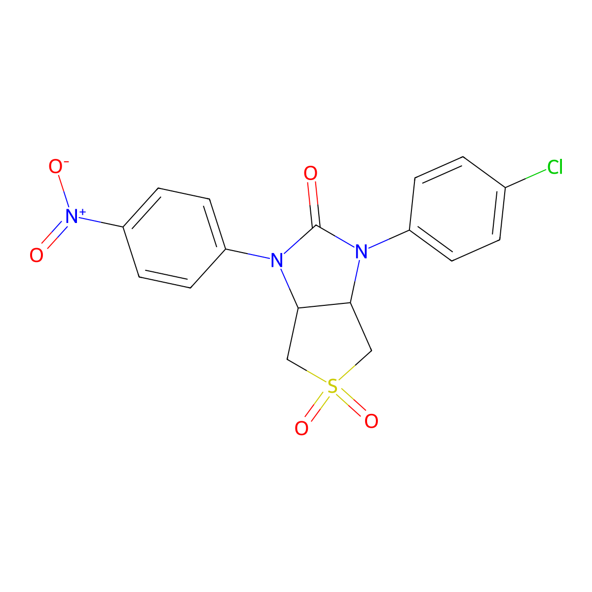 1-(4-chlorophenyl)-3-(4-nitrophenyl)tetrahydro-1H-thieno[3,4-d]imidazol-2(3H)-one 5,5-dioxide molecular structure, CAS 620543-59-1