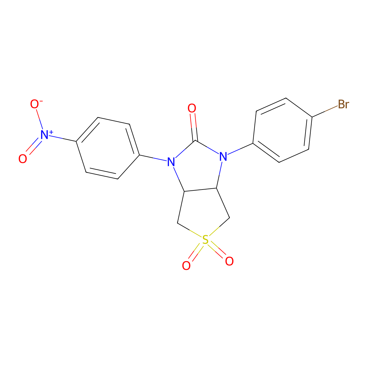1-(4-bromophenyl)-3-(4-nitrophenyl)tetrahydro-1H-thieno[3,4-d]imidazol-2(3H)-one 5,5-dioxide molecular structure, CAS 620543-60-4