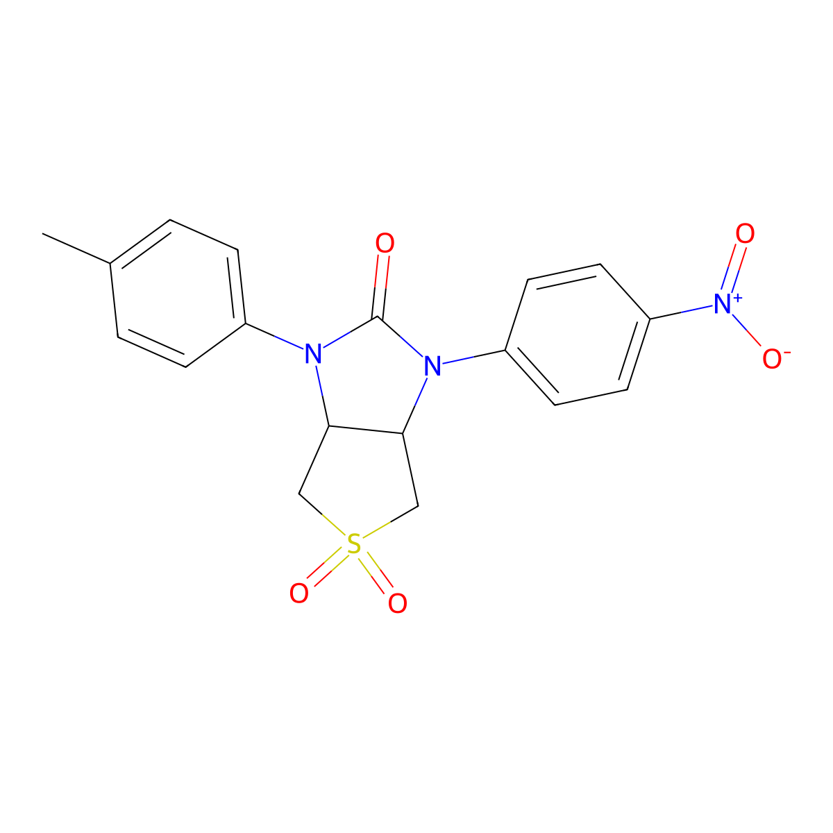 1-(4-nitrophenyl)-3-(p-tolyl)tetrahydro-1H-thieno[3,4-d]imidazol-2(3H)-one 5,5-dioxide molecular structure, CAS 620543-61-5