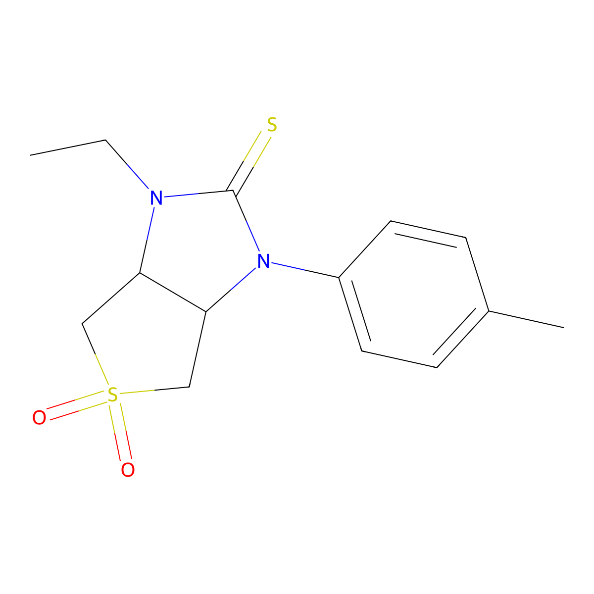 1-ethyl-3-(p-tolyl)tetrahydro-1H-thieno[3,4-d]imidazole-2(3H)-thione 5,5-dioxide molecular structure, CAS 620543-64-8
