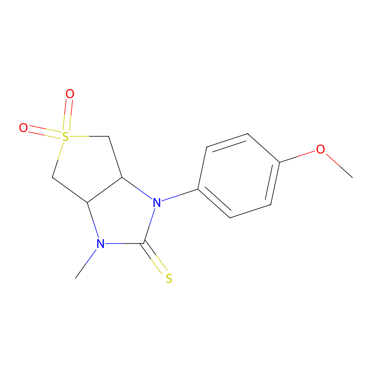 1-(4-methoxyphenyl)-3-methyltetrahydro-1H-thieno[3,4-d]imidazole-2(3H)-thione 5,5-dioxide molecular structure, CAS 620543-66-0
